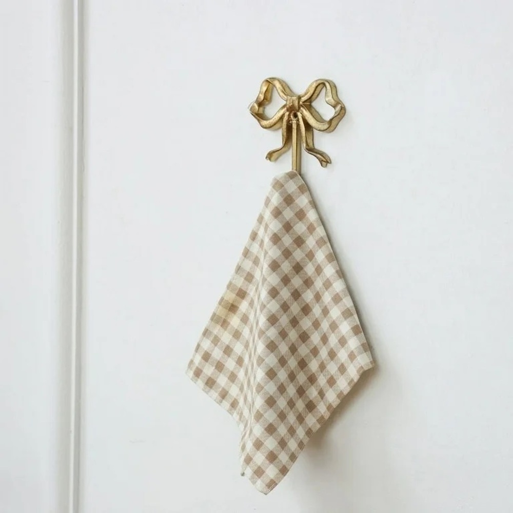 Gold Decorative Cast Iron Bow Shaped Indoor Wall Hook,
